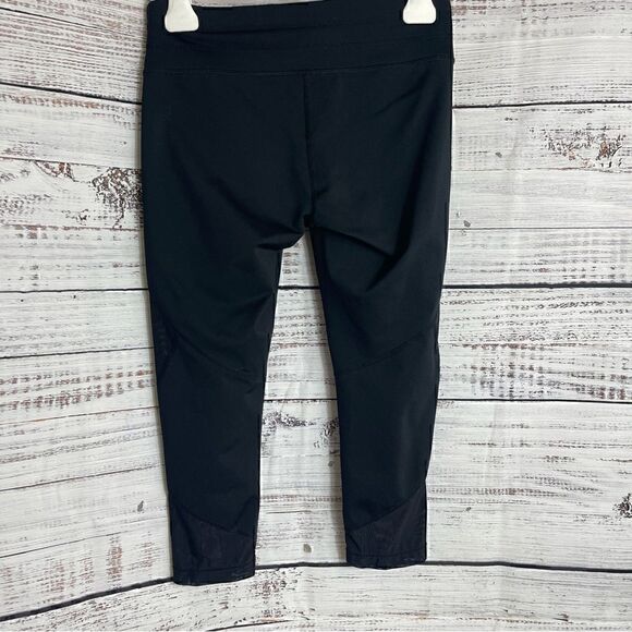 Athleta Sonar Capri Legging Solid Black Mesh Drawstring Crop Stretch Women Small - Picture 4 of 11
